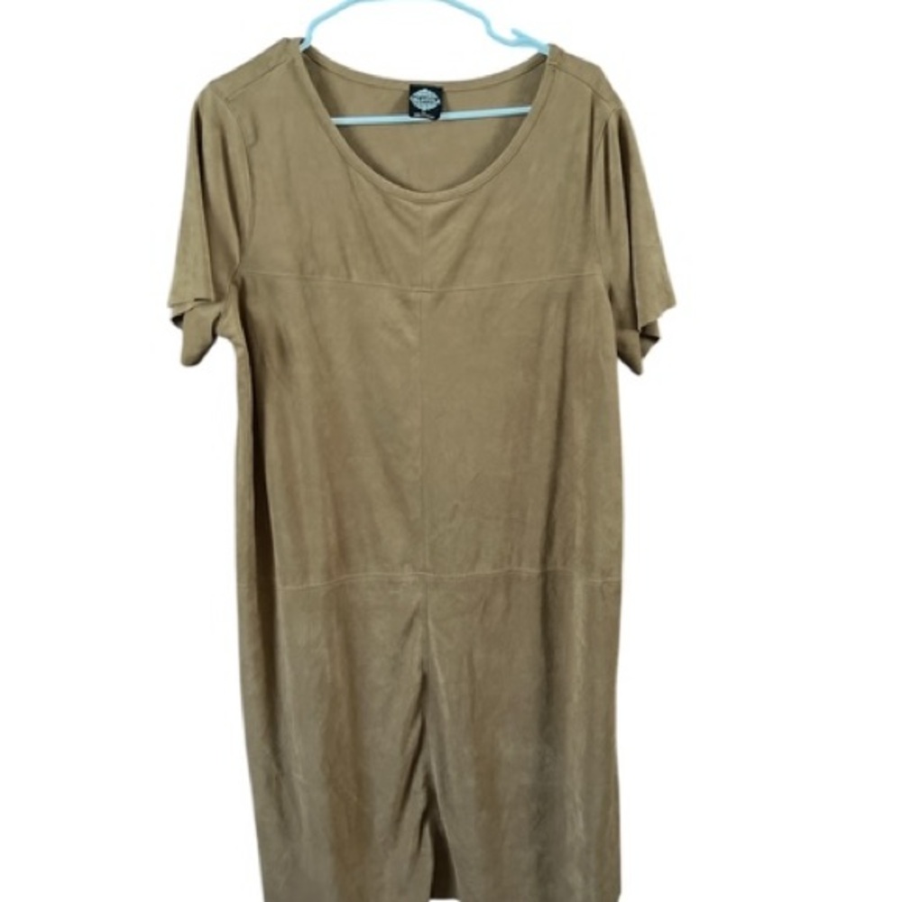CaltStyle Brown Suede Short Sleeve Dress